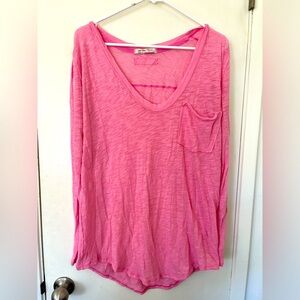 We the Free long sleeved light weight pink pocket tee
